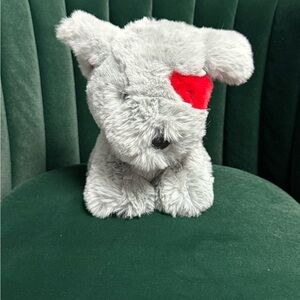 Gray Plush Dog with Red Heart Patch